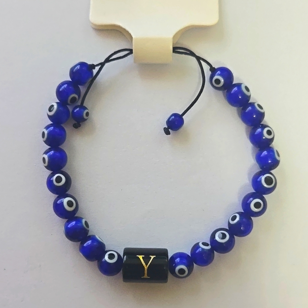 Evil Eye Gem Stone Bracelet Letter Y